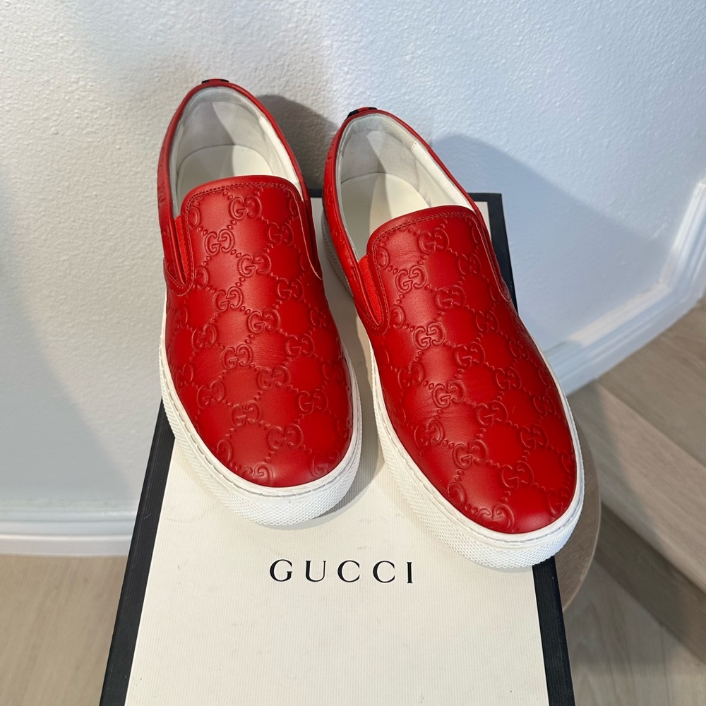 Gucci Bold Red Slip-On Shoes